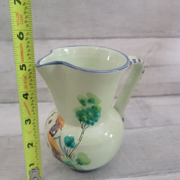 Hand-Painted Ceramic Pitcher With Cottage & Tree Design Italy Signed - Picture 6 of 6